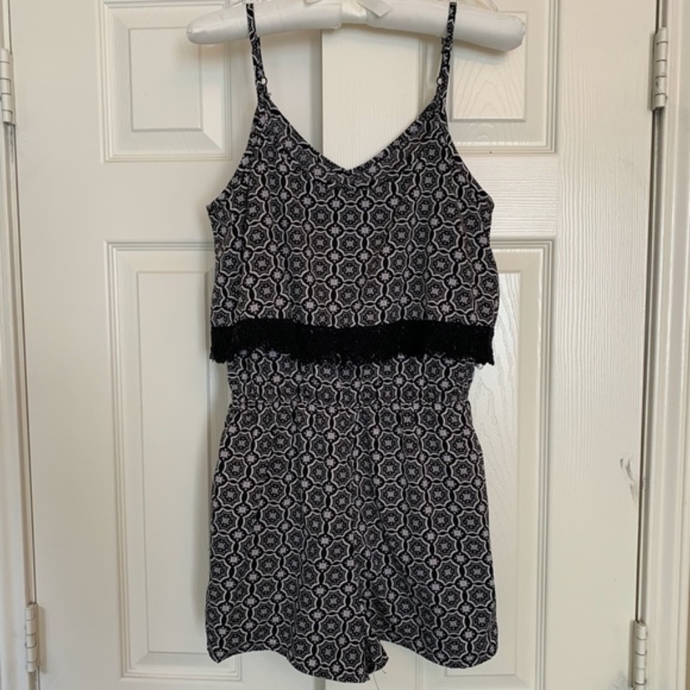 Romper Black/White Fringe by American Rag Sz Med